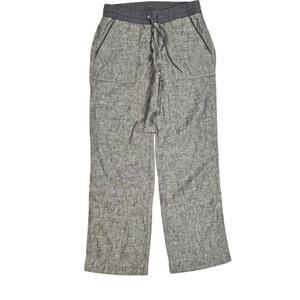 Athleta wide leg linen pants Gray womens 10 large technical trousers coastal